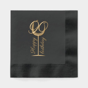 Modern Happy 90th Birthday Wine Glass Foil Napkins