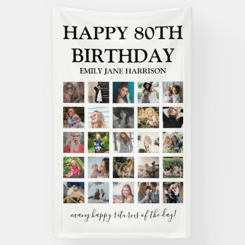 Modern Happy Birthday  Any age  Photo Collage Banner