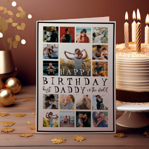 Modern Happy Birthday Dad Black & White 17 Photo Cards