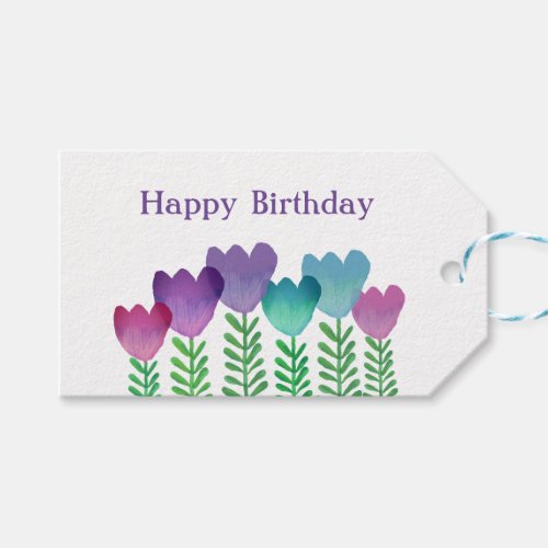 Modern Happy Birthday Floral Gift Tags
