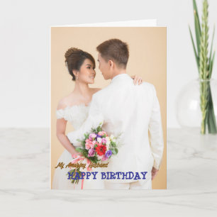 Modern happy birthday husband collage Photo Card