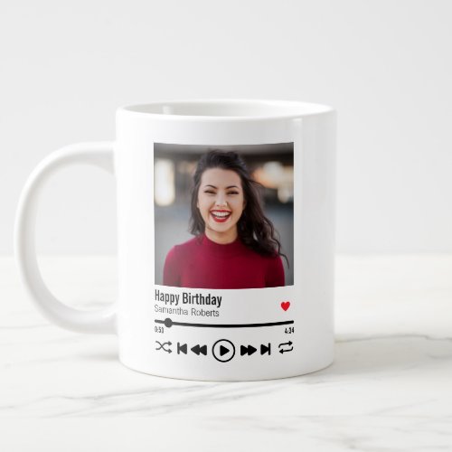 Modern Happy Birthday Personalized Photo Giant Coffee Mug