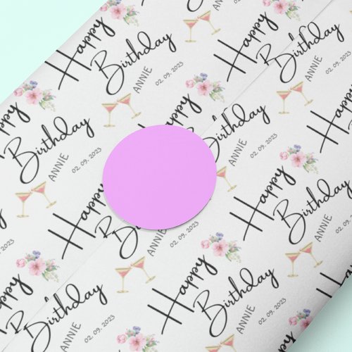 Modern happy birthday personalized wrapping paper