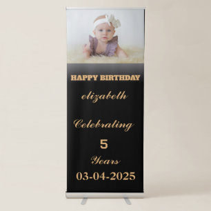 Modern Happy Birthday Photo Party Retractable Banner