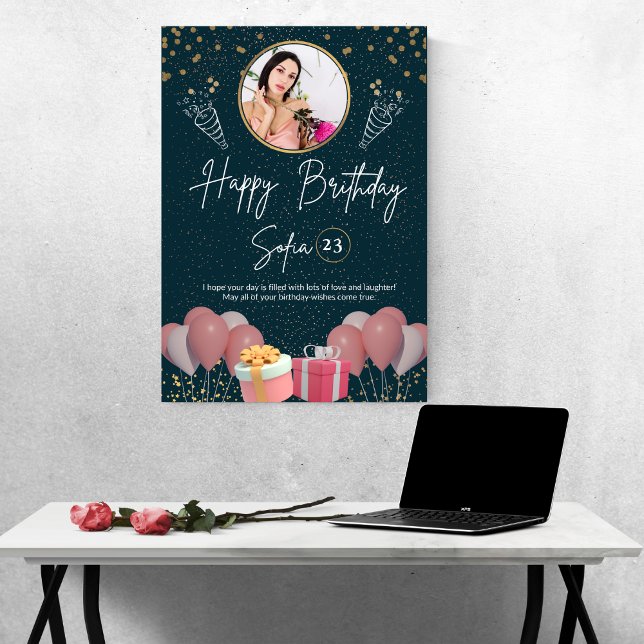 modern happy birthday photograph elegant invitation (Creator Uploaded)
