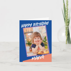 Modern Happy Birthday Script Photo Girls Card