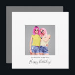 Modern Happy Birthday Sister Photo Name Gray Card<br><div class="desc">Trendy style to send your sister for her birthday. Fully customizable. Easily replace the sample photo with your own and personalise the text on the front and back. You can also change the background colors on either side if you wish via customise further.</div>
