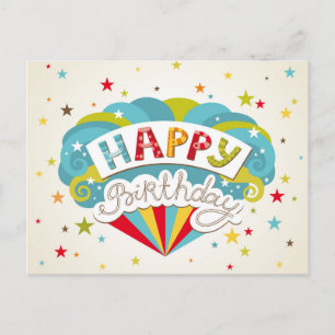 Modern Happy Birthday Stars Postcard