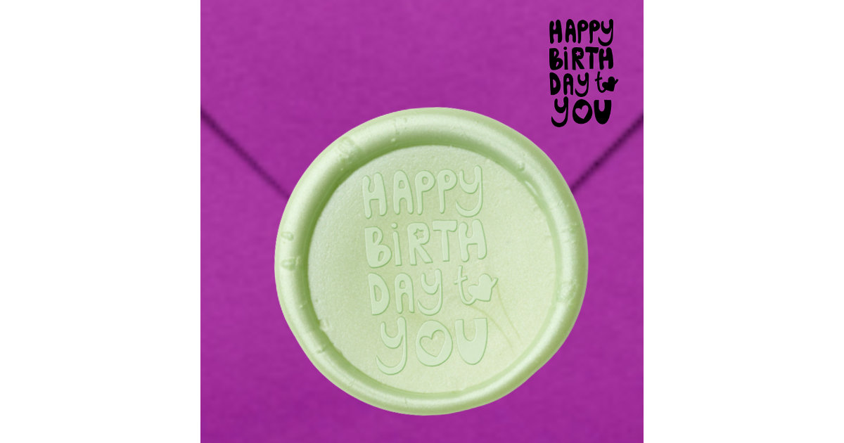Modern Happy Birthday Typography Wax Seal Sticker Zazzle