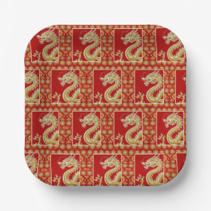 Modern Happy Chinese New Year modern asian pattern Paper Plates