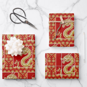 Modern Happy Chinese New Year modern asian pattern Wrapping Paper Sheets