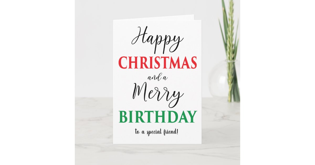 Modern Happy Christmas Merry Birthday Card | Zazzle.com