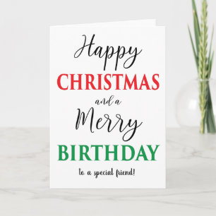Modern Happy Christmas Merry Birthday Card