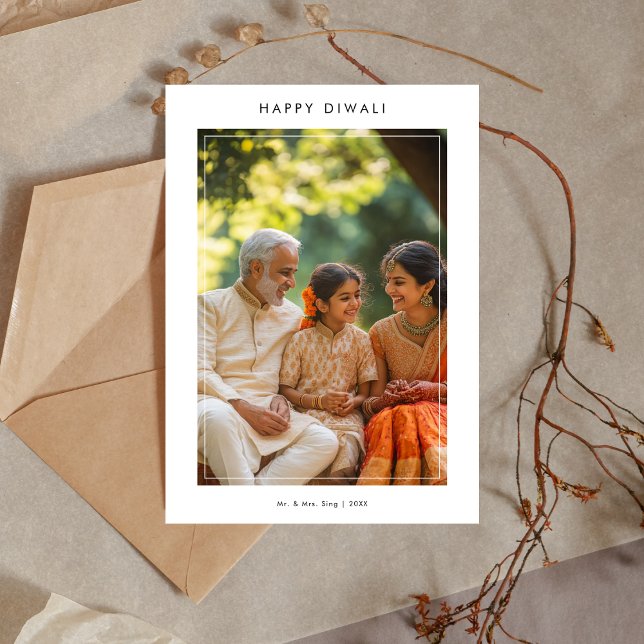Modern Happy Dewali Family Photo Card (Creator Uploaded)