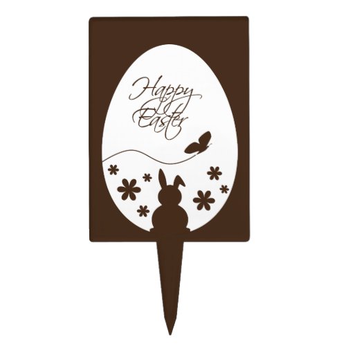 Modern Happy Easter Egg Chocolate Brown Cake Topper