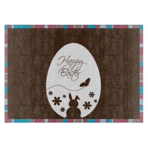 Modern Happy Easter Egg Chocolate Brown Cutting Board