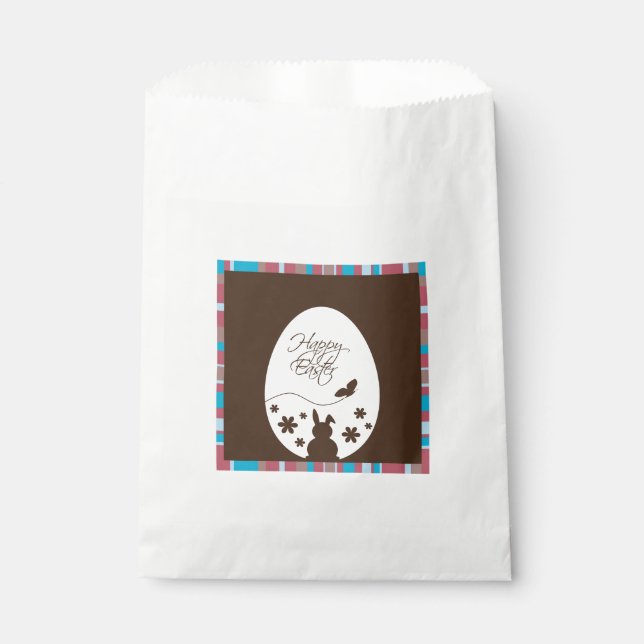Modern Happy Easter Egg Chocolate Brown Favor Bag (Front)