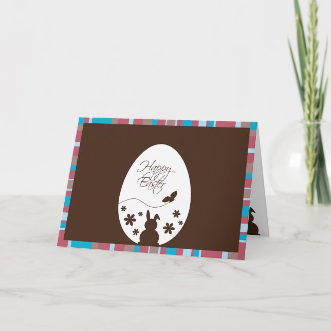 Modern Happy Easter Egg Chocolate Brown Holiday Card (Front)