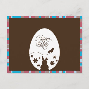 Modern Happy Easter Egg Chocolate Brown Postcard