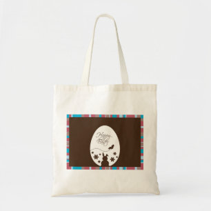 Modern Happy Easter Egg Chocolate Brown Tote Bag