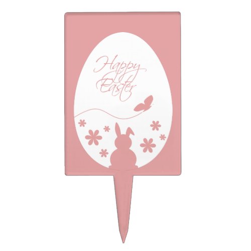 Modern Happy Easter Egg Pastel Pink Cake Topper