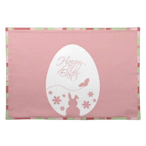 Modern Happy Easter Egg Pastel Pink Cloth Placemat