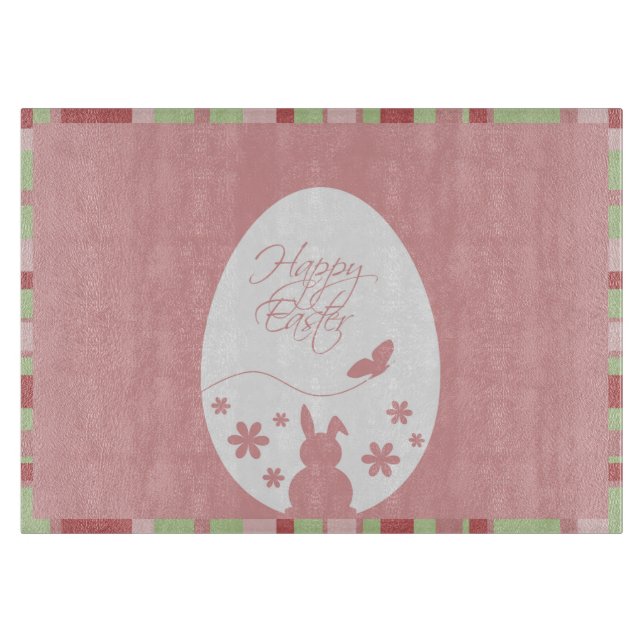 Modern Happy Easter Egg Pastel Pink Cutting Board (Front)