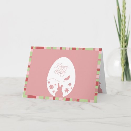 Modern Happy Easter Egg Pastel Pink Holiday Card
