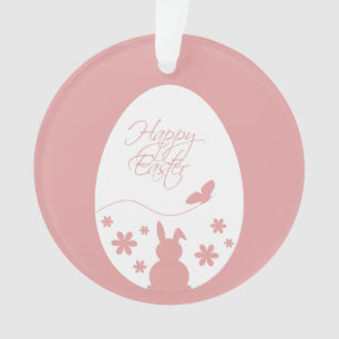 Modern Happy Easter Egg Pastel Pink Ornament
