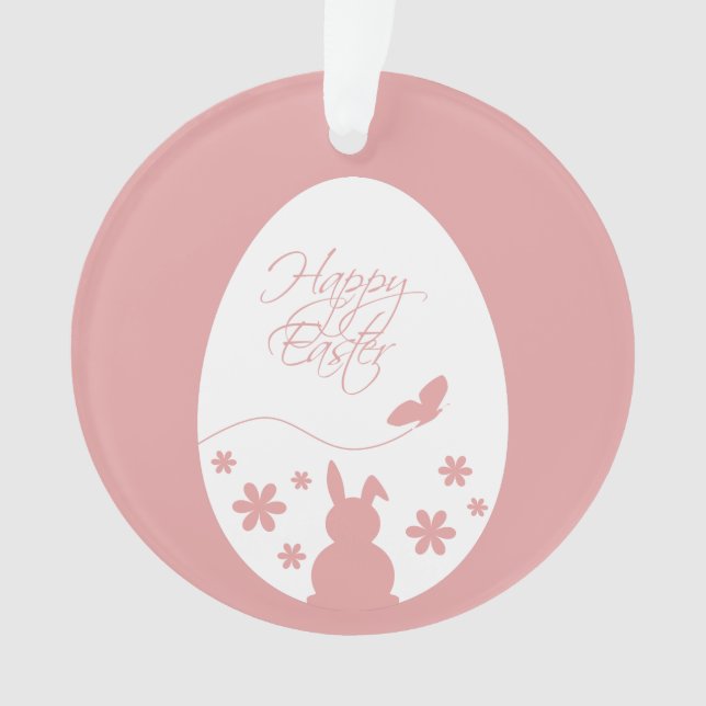 Modern Happy Easter Egg Pastel Pink Ornament (Front)