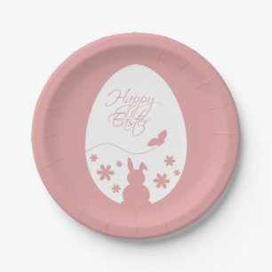 Modern Happy Easter Egg Pastel Pink Paper Plates