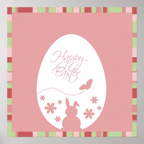 Modern Happy Easter Egg Pastel Pink Poster