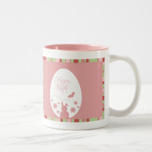 Modern Happy Easter Egg Pastel Pink Two-Tone Coffee Mug