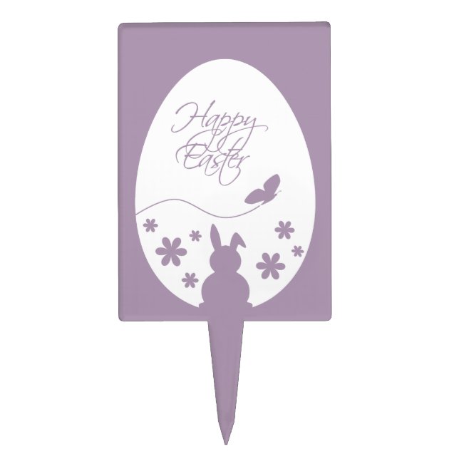 Modern Happy Easter Egg Pastel Purple Cake Topper (Front)