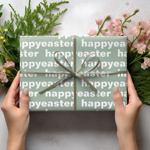 Modern Happy Easter Green And White Easter  Wrappi Wrapping Paper