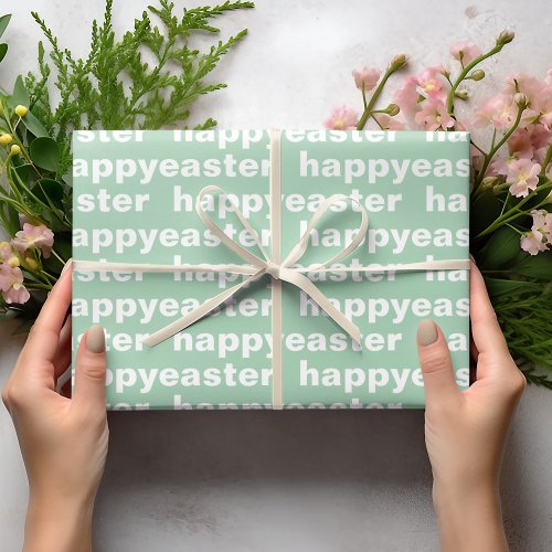 Modern Happy Easter Green And White Easter  Wrapping Paper