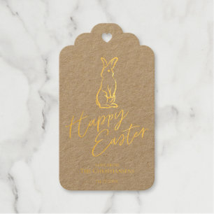 Modern Happy Easter Typography Gold Foil Gift Tags