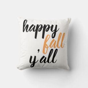 Modern Happy Fall Y'all Throw Pillow