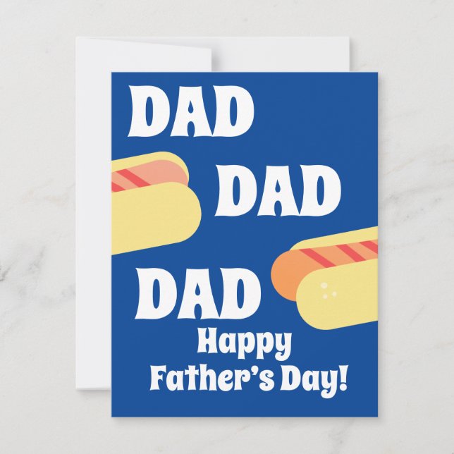 Modern Happy Father’s Day Hotdog BBQ Dad Blue  (Front)