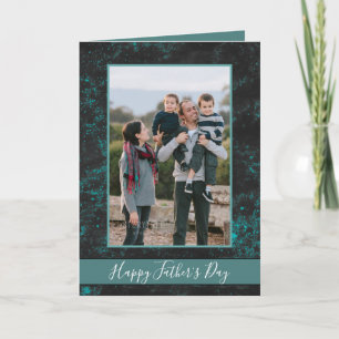 Modern Happy Father's Day Bluish Green Photo Card