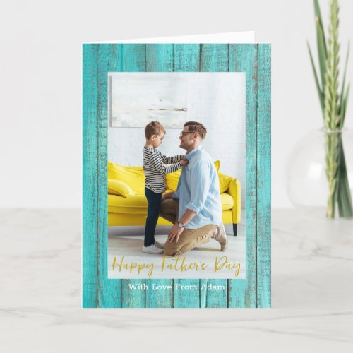Modern Happy Fathers Day Custom Photo Script  Holiday Card