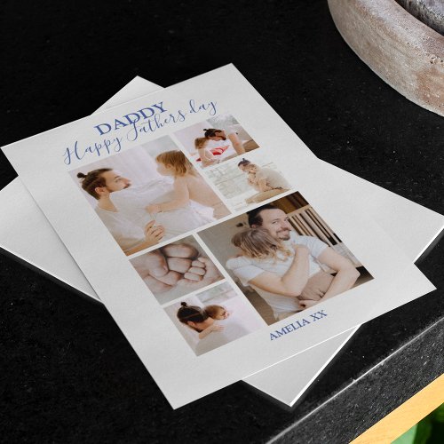 Modern Happy Fathers Day Photo Collage Holiday Card
