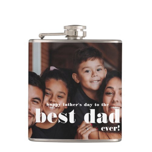 Modern Happy Fathers Day Photo Keepsake Flask