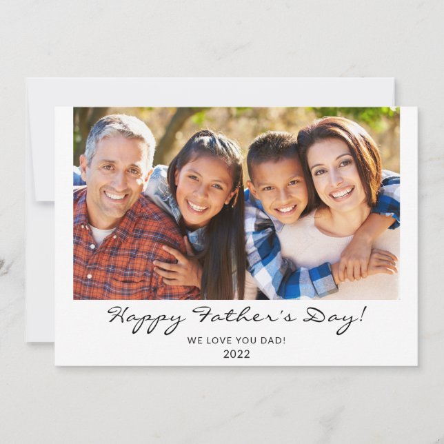 Modern Happy Father's Day Script Photo Card (Front)