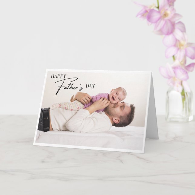 Modern Happy Father's Day Script Photo Card (Orchid)