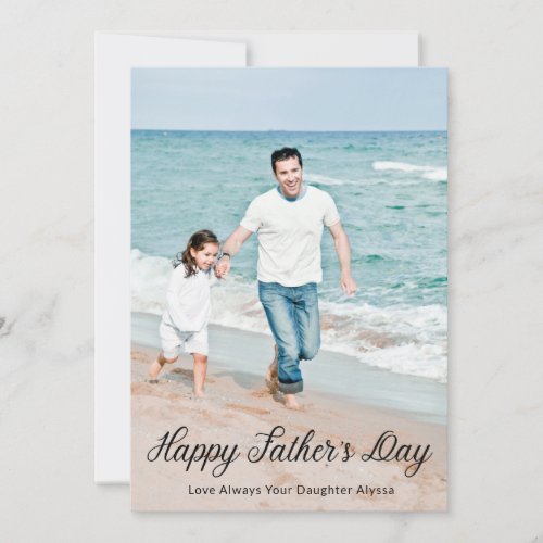 Modern Happy Fathers Day Script Photo Card