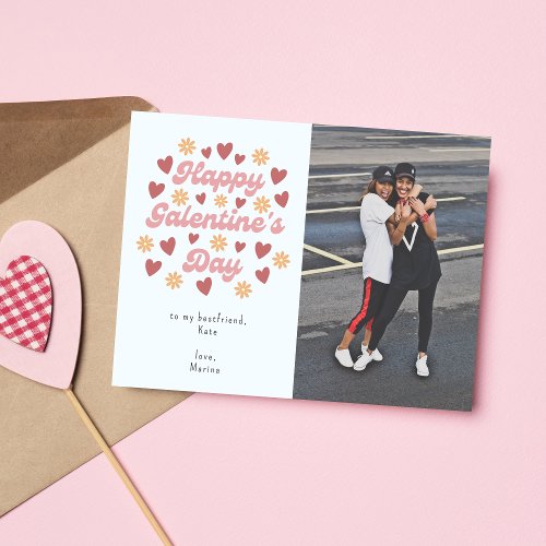 Modern Happy Galentines Day Bestfriend Photo Postcard