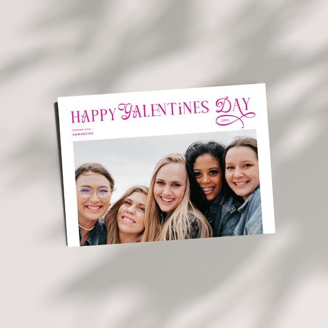 Modern Happy Galentines Day Bestfriends Photo  Holiday Card (Creator Uploaded)