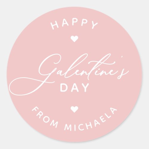 Modern Happy Galentines Day From Name Gift Label