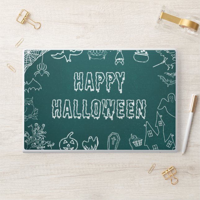 Modern Happy Halloween chalkboard background HP Laptop Skin (Desk)